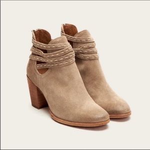 Frye Beige Suede Heeled Boots